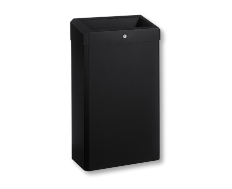 Cubo de basura de 30 L con tapa abierta, serie R1 / acero inoxidable negro mate