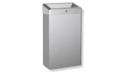 Cubo de basura de 30 L con tapa abierta, serie R1 / acero inoxidable cepillado
