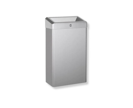 Cubo de basura de 30 L con tapa abierta, serie R1 / acero inoxidable cepillado