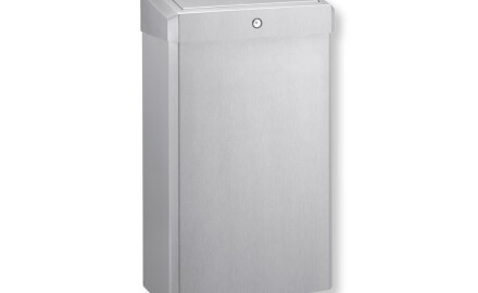 Cubo de basura de 30 L con tapa abatible, serie R1 / acero inoxidable cepillado