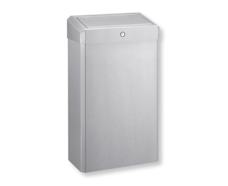 Cubo de basura de 30 L con tapa abatible, serie R1 / acero inoxidable cepillado