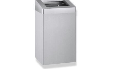 Cubo de basura de 49 L con tapa abierta, serie R10 / acero inoxidable cepillado