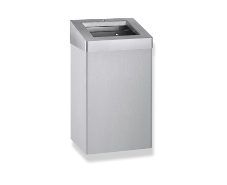 Cubo de basura de 49 L con tapa abierta, serie R10 / acero inoxidable cepillado