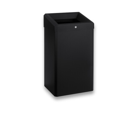Cubo de basura de 49 L con tapa abierta, serie R1 / acero inoxidable negro mate