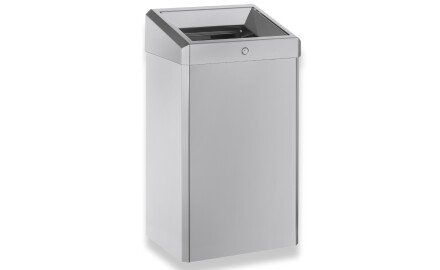 Cubo de basura de 49 L con tapa abierta, serie R1 / acero inoxidable cepillado