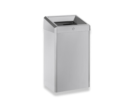 Cubo de basura de 49 L con tapa abierta, serie R1 / acero inoxidable cepillado