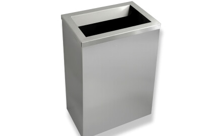 Cubo de basura de 50 litros, tapa con abertura de lanzamiento / acero inoxidable cepillado