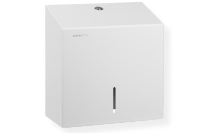 Portarrollos cuadrado para papel higiénico en rollo de hasta 19 cm de diámetro, serie R1 / acero inoxidable blanco mate