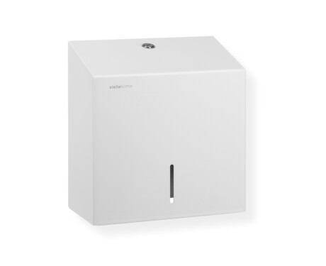 Portarrollos cuadrado para papel higiénico en rollo de hasta 19 cm de diámetro, serie R1 / acero inoxidable blanco mate