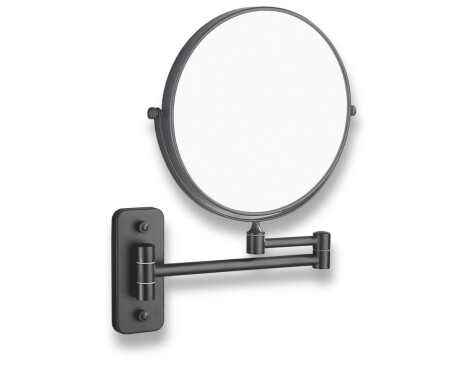 Espejo de maquillaje  recto / aumento de 3x, redondo, abatible, con doble brazo articulado / negro mate