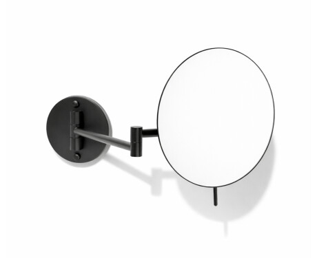 Espejo de maquillaje con aumento de 3x, redondo, abatible, con doble brazo articulado / negro mate