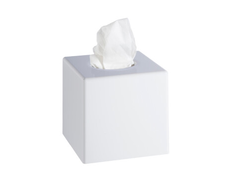 Dispensador de pañuelos de papel - forma de cubo / ABS blanco brillante