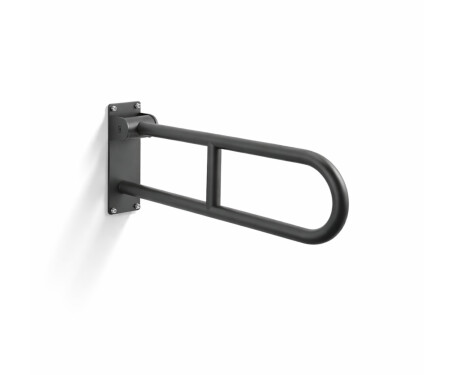 Barra de apoyo para personas con discapacidad, Ø32, curvada y abatible, modelo STANDARD - 60 cm / acero inoxidable, negro mate