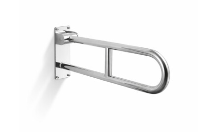 Barra de apoyo para personas con discapacidad, Ø32, curvada y abatible, modelo STANDARD - 60 cm / acero inoxidable pulido