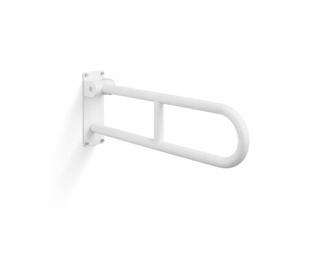 Barra de apoyo para personas con discapacidad, Ø32, curvada y abatible, modelo STANDARD - 60 cm / acero inoxidable, blanco mate