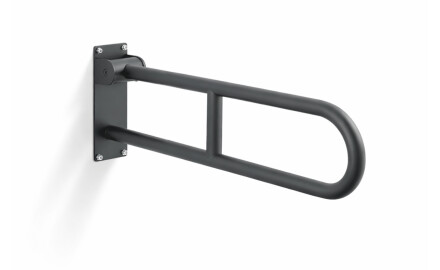 Barra de apoyo para personas con discapacidad, Ø32, curvada y abatible, modelo STANDARD - 70 cm / acero inoxidable, negro mate