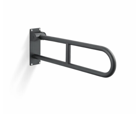 Barra de apoyo para personas con discapacidad, Ø32, curvada y abatible, modelo STANDARD - 70 cm / acero inoxidable, negro mate