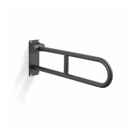 Barra de apoyo para personas con discapacidad, Ø32, curvada y abatible, modelo STANDARD - 70 cm / acero inoxidable, negro mate #1