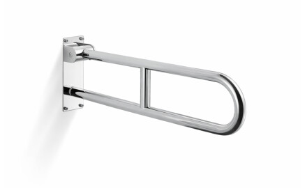 Barra de apoyo para personas con discapacidad, Ø32, curvada y abatible, modelo STANDARD - 70 cm / acero inoxidable pulido