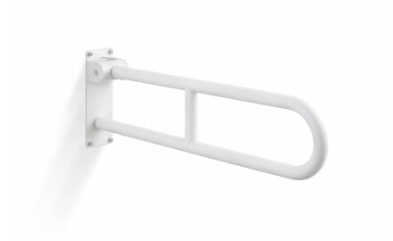 Barra de apoyo para personas con discapacidad, Ø32, curvada y abatible, modelo STANDARD - 70 cm / acero inoxidable, blanco mate