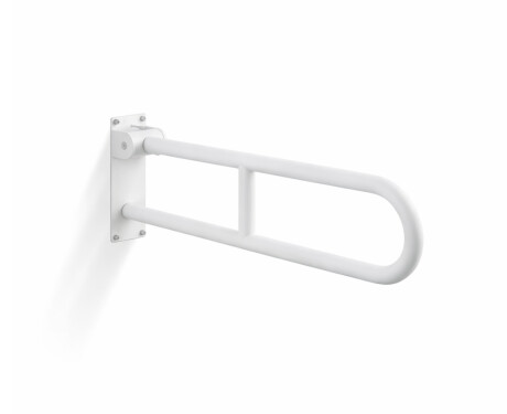 Barra de apoyo para personas con discapacidad, Ø32, curvada y abatible, modelo STANDARD - 70 cm / acero inoxidable, blanco mate