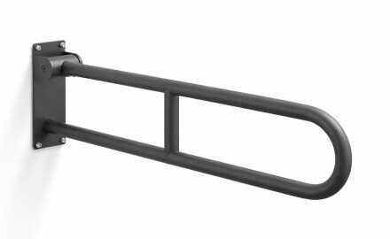 Barra de apoyo para personas con discapacidad, Ø32, curvada y abatible, modelo STANDARD - 80 cm / acero inoxidable, negro mate