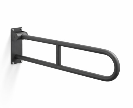 Barra de apoyo para personas con discapacidad, Ø32, curvada y abatible, modelo STANDARD - 80 cm / acero inoxidable, negro mate