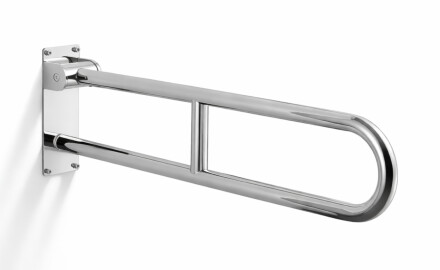 Barra de apoyo para personas con discapacidad, Ø32, curvada y abatible, modelo STANDARD - 80 cm / acero inoxidable pulido