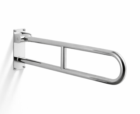 Barra de apoyo para personas con discapacidad, Ø32, curvada y abatible, modelo STANDARD - 80 cm / acero inoxidable pulido