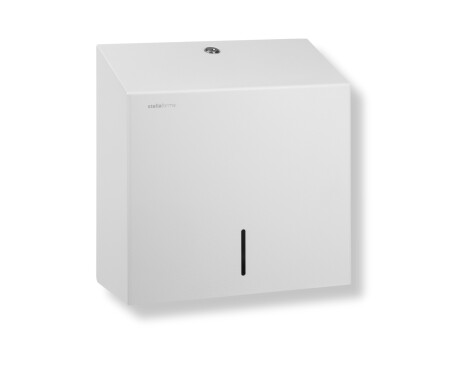 Dispensador de toallas de papel plegadas en V (dimensiones máximas del rollo: 25 x 11,5 x 24 cm), serie R1 / acero inoxidable blanco mate
