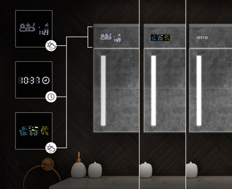 Armario de baño con espejo LED L02 Emily 66,5 x 72 cm en color Roble Oslo #4