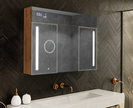 Armario de baño luz LED Inve con espejo y estante central