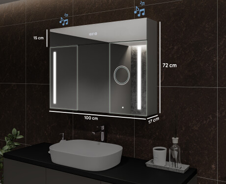 Armario con espejo de baño con luz led 50x60 cm de color blanco y plateado  Vida XL 285115
