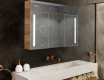 Armario de baño suspendido con espejo LED L02 Emily 100 x 72 cm en color Roble Antiguo