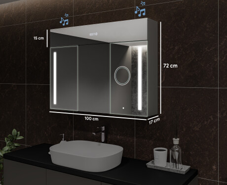 Armario de baño suspendido con espejo LED L02 Emily 100 x 72 cm en color Roble Antiguo #2
