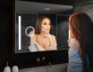 Armario de baño suspendido con espejo LED L02 Emily 100 x 72 cm en color Roble Antiguo #9