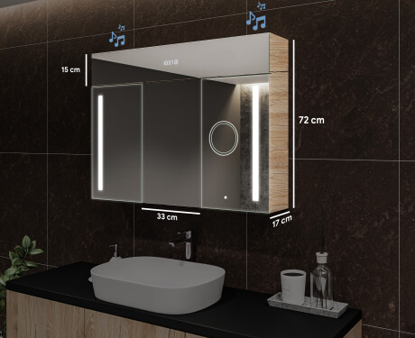 Armario de baño suspendido con espejo LED L02 Emily 100 x 72 cm en color San Marino #10