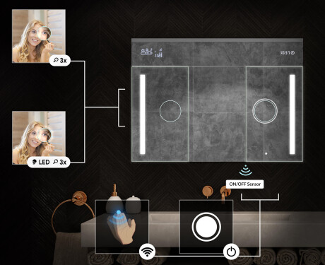 Armario de baño suspendido con espejo LED L02 Emily 100 x 72 cm en color Roble Oslo #5