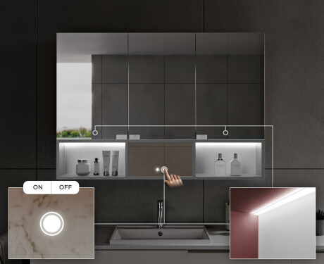 Armario de baño LED Emma - de 3 puertas 100 x 72cm #6