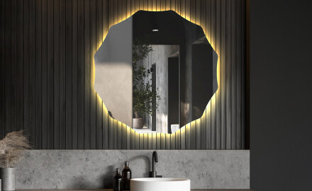 Artforma - Espejos decorativos grande pared con luz LED - art deco