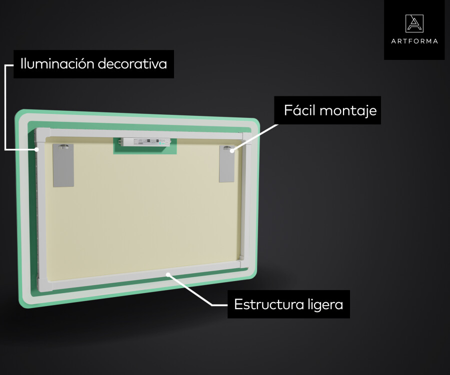 Artforma - Espejo de baño moderno e iluminado LED L72